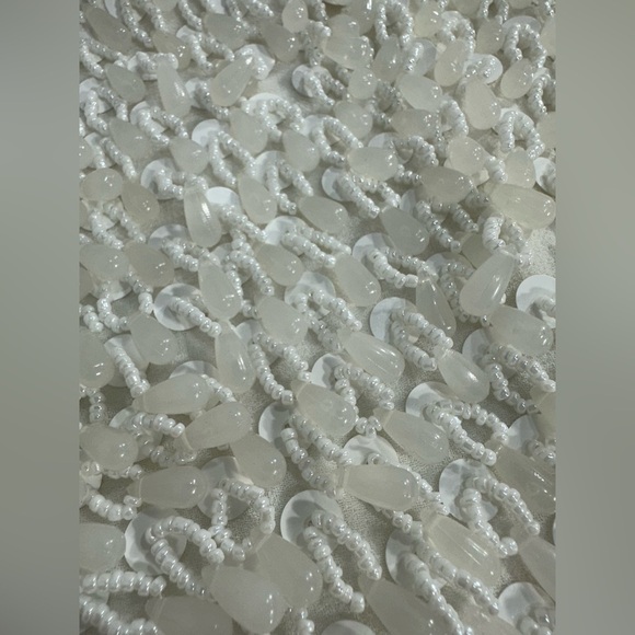 NWT ASOS DESIGN batwing embellished drip bead wrap mini dress in white SIZE 2 - Picture 11 of 16